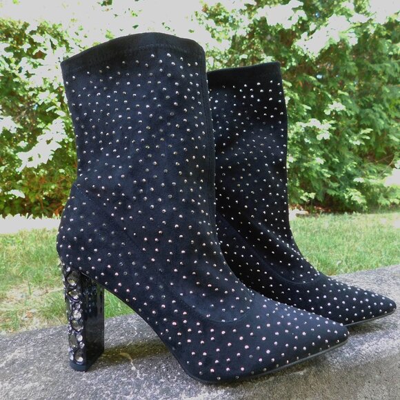 Bling Crystal Ankle Stretch Boots Size 9 - Picture 3 of 6